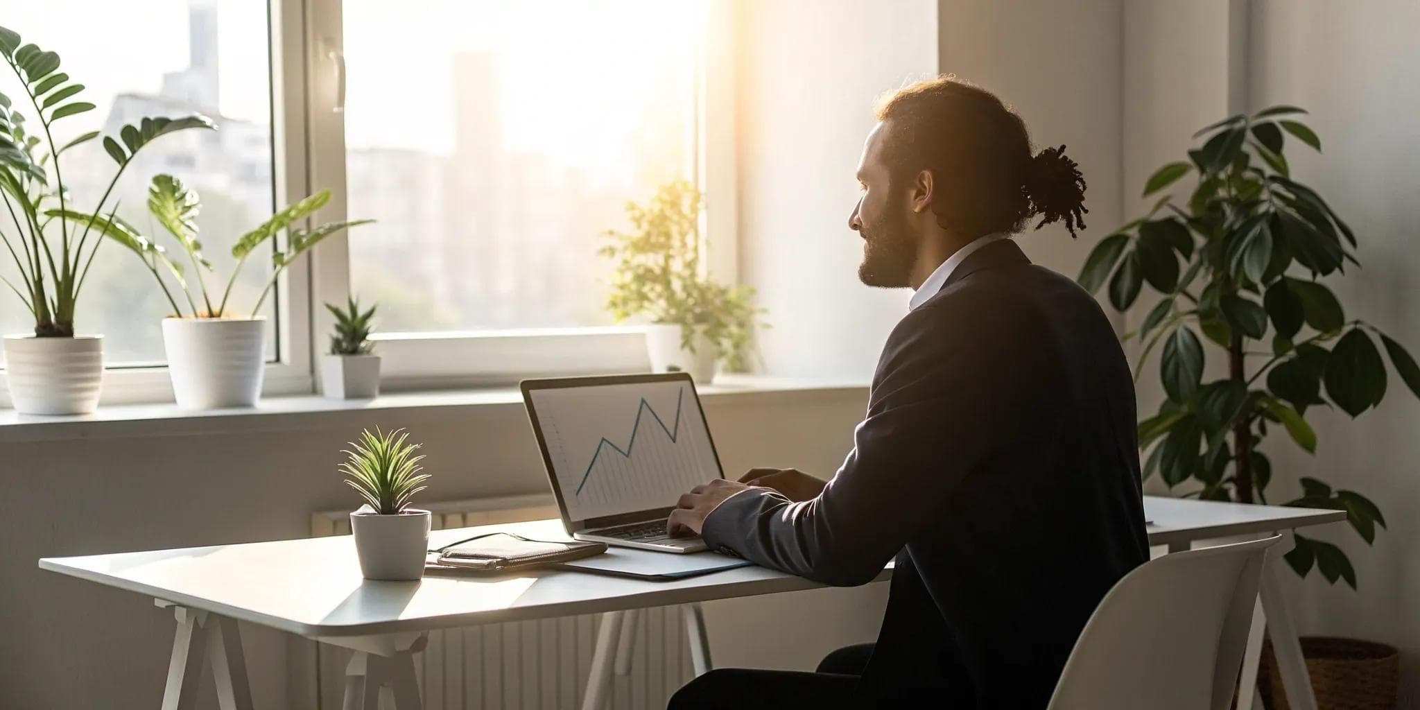 Business owner completing a line of credit application on a laptop.