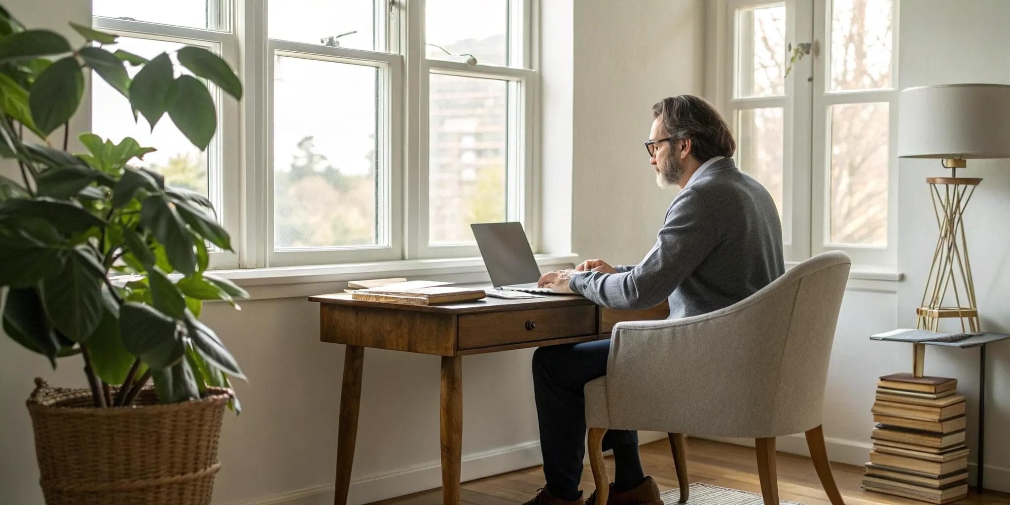 A business owner researching the best merchant cash advance direct lenders.